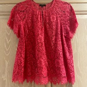 J. Crew short-sleeves lace blouse - hot pink / M